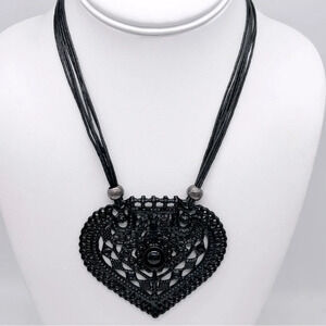 Marjorie Baer Vintage Black Heart Necklace